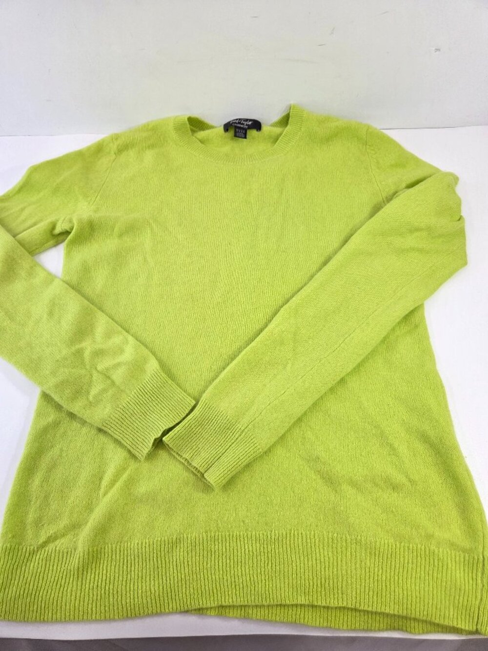 Lord & Taylor Cashmere Sweater Chartreuse Green Size Small